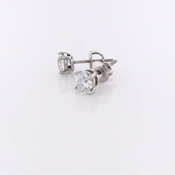 Platinum & Diamond Stud Earrings 1.0 Tot CT weight - Picture 5 of 6